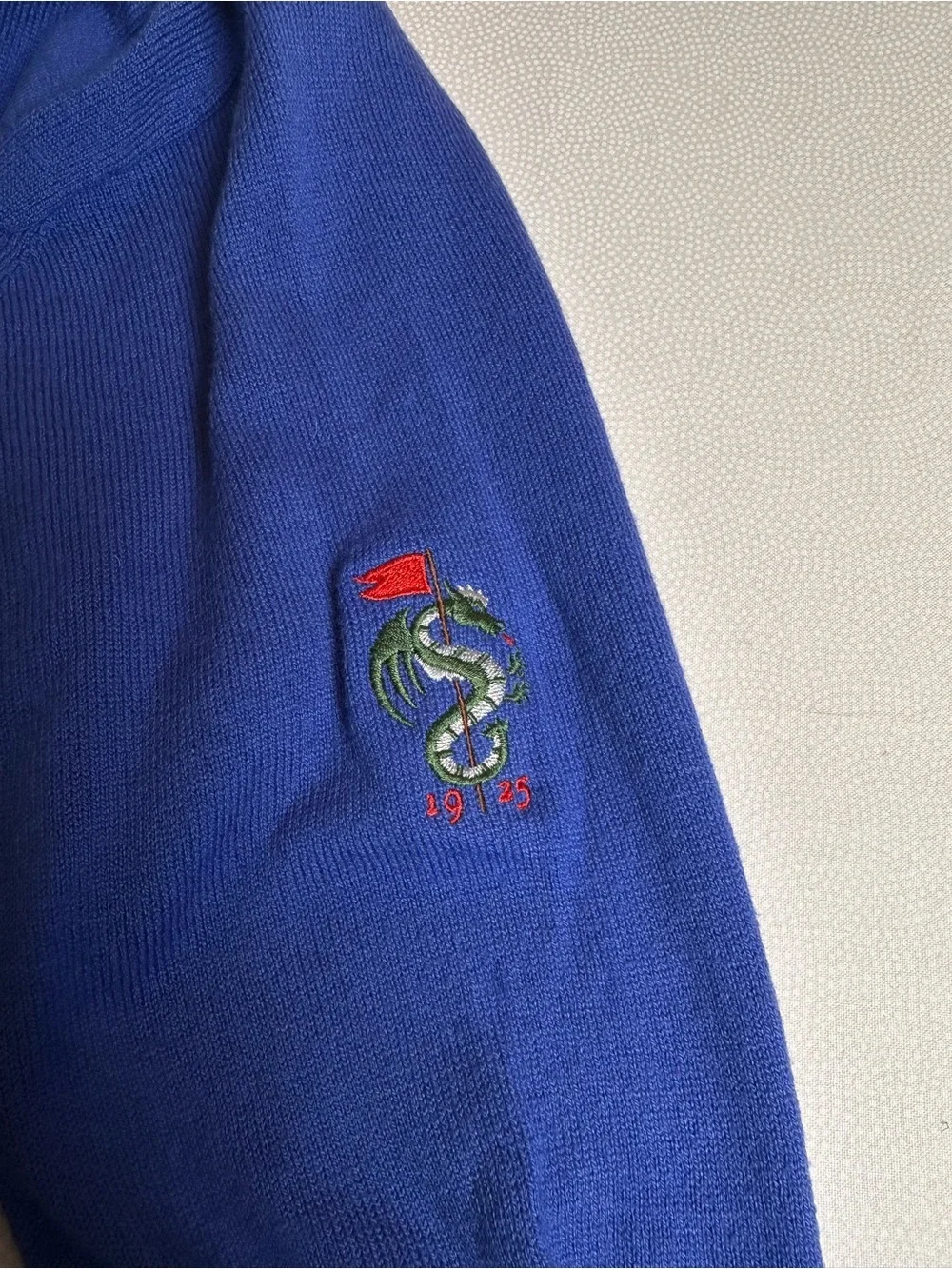 Polo Ralph Lauren Dragon Crest Full Zip Mock Neck Sweater Cashmere Blend  Blue M